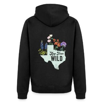 Wildflower Fields Wildflowers Bluebonnet - Unisex Premium Organic Zip Hoodie - black - Back - Nico (187cm)