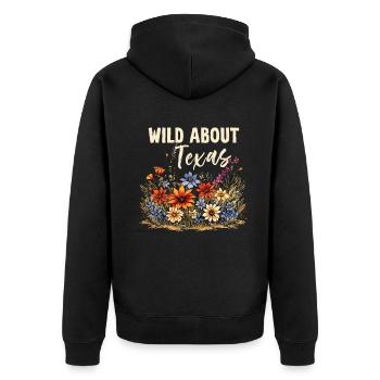 Wildflower Fields Wildflowers Bluebonnet - Unisex Premium Organic Zip Hoodie - black - Back - Nico (187cm)