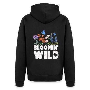Wildflower Fields Wildflowers Bluebonnet - Unisex Premium Organic Zip Hoodie - black - Back - Nico (187cm)
