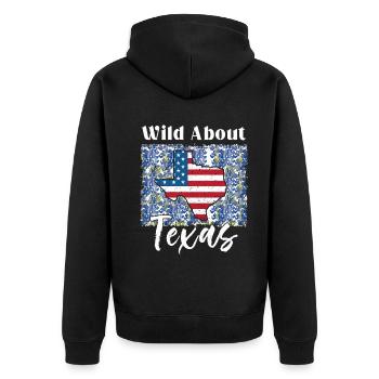 Wildflower Fields Wildflowers Bluebonnet - Unisex Premium Organic Zip Hoodie - black - Back - Nico (187cm)