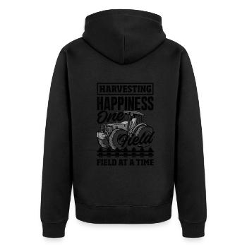 Récolter le bonheur, un champ à la fois Tracteur - Veste à capuche bio Premium Unisexe - noir - Dos - Nico (187cm)