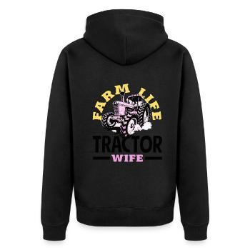 Vie à la ferme, femme de tracteur - Veste à capuche bio Premium Unisexe - noir - Dos - Nico (187cm)