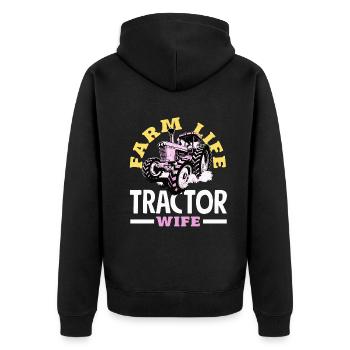 Vie à la ferme, femme de tracteur - Veste à capuche bio Premium Unisexe - noir - Dos - Nico (187cm)