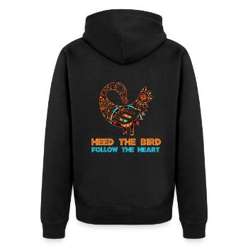 Sankofa Symbol Adinkra Ghana Schwarz - Unisex Premium Bio Zip Hoodie - Schwarz - Hinten - Nico (187cm)