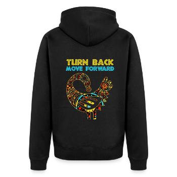 Symbole Sankofa Adinkra Ghana Noir - Veste à capuche bio Premium Unisexe - noir - Dos - Nico (187cm)