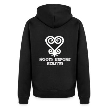 Symbole Sankofa Adinkra Ghana Noir - Veste à capuche bio Premium Unisexe - noir - Dos - Nico (187cm)