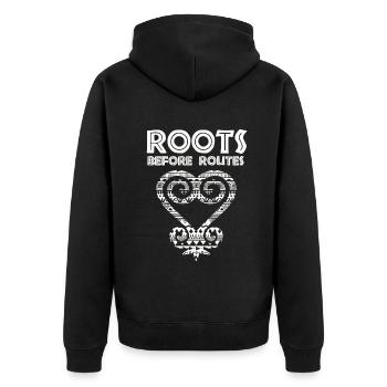 Symbole Sankofa Adinkra Ghana Noir - Veste à capuche bio Premium Unisexe - noir - Dos - Nico (187cm)
