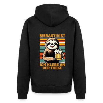 L’activiste de la bière pour laquelle je suis collé au bar - Veste à capuche bio Premium Unisexe - noir - Dos - Nico (187cm)