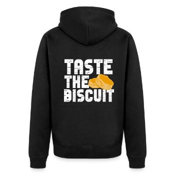 Taste The Biscuit Taste The Goodness - Unisex Premium Organic Zip Hoodie - black - Back - Nico (187cm)