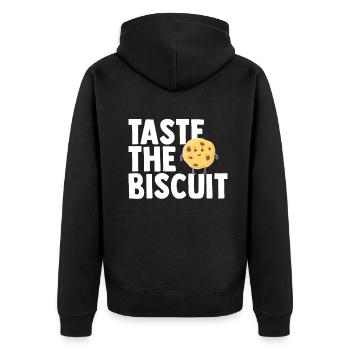 Taste The Biscuit Taste The Goodness - Unisex Premium Organic Zip Hoodie - black - Back - Nico (187cm)