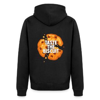 Taste The Biscuit Taste The Goodness - Unisex Premium Organic Zip Hoodie - black - Back - Nico (187cm)