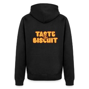 Taste The Biscuit Taste The Goodness - Unisex Premium Organic Zip Hoodie - black - Back - Nico (187cm)
