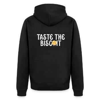 Taste The Biscuit Taste The Goodness - Unisex Premium Organic Zip Hoodie - black - Back - Nico (187cm)