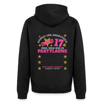 Livre d’or 17e anniversaire fille et garçon - Veste à capuche bio Premium Unisexe - noir - Dos - Nico (187cm)