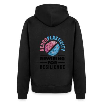 Unlock Your Brain's Potential Neuroplasticity - Unisex Premium Bio Zip Hoodie - Schwarz - Hinten - Nico (187cm)