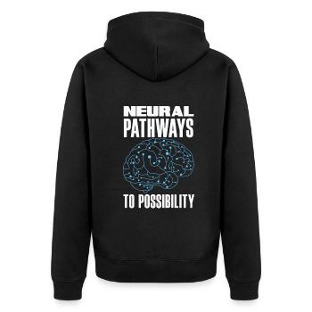 Unlock Your Brain's Potential Neuroplasticity - Unisex Premium Bio Zip Hoodie - Schwarz - Hinten - Nico (187cm)