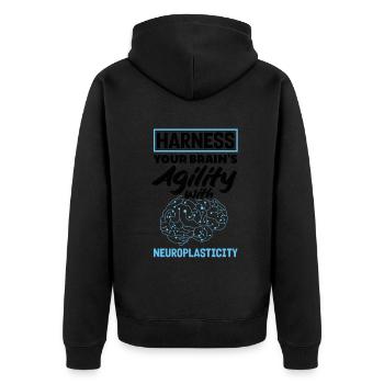 Unlock Your Brain's Potential Neuroplasticity - Unisex Premium Bio Zip Hoodie - Schwarz - Hinten - Nico (187cm)