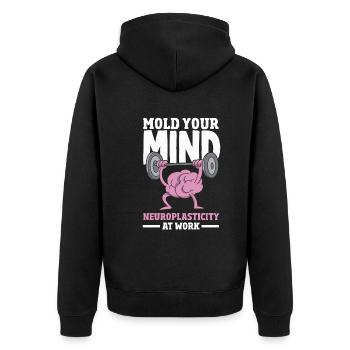 Unlock Your Brain's Potential Neuroplasticity - Unisex Premium Bio Zip Hoodie - Schwarz - Hinten - Nico (187cm)