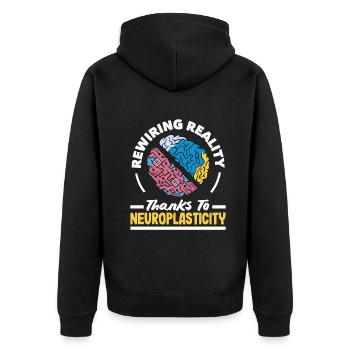 Unlock Your Brain's Potential Neuroplasticity - Unisex Premium Bio Zip Hoodie - Schwarz - Hinten - Nico (187cm)