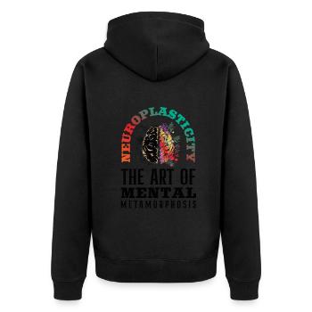 Unlock Your Brain's Potential Neuroplasticity - Unisex Premium Bio Zip Hoodie - Schwarz - Hinten - Nico (187cm)