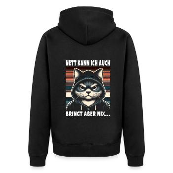 Nice I can also be a sarcastic cat lover - Unisex Premium Organic Zip Hoodie - black - Back - Nico (187cm)
