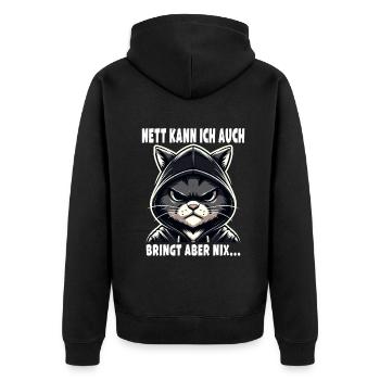 Nice I can also be a sarcastic cat lover - Unisex Premium Organic Zip Hoodie - black - Back - Nico (187cm)