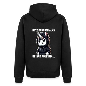 Je peux aussi être un amoureux sarcastique des licornes - Veste à capuche bio Premium Unisexe - noir - Dos - Nico (187cm)