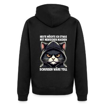 Bousculer serait un grand amoureux des chats sarcastiques - Veste à capuche bio Premium Unisexe - noir - Dos - Nico (187cm)