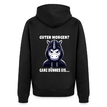 Good morning? Very Thin Ice Sarcastic - Unisex Premium Organic Zip Hoodie - black - Back - Nico (187cm)