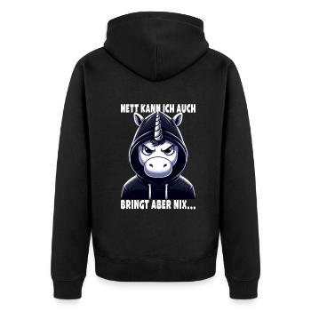 Je peux aussi être un amoureux sarcastique des licornes - Veste à capuche bio Premium Unisexe - noir - Dos - Nico (187cm)