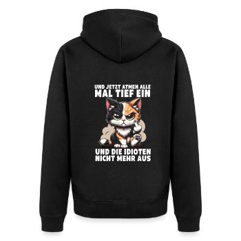 Deep Breath Sarcastic Cat Lover - Unisex Premium Organic Zip Hoodie - black - Back - Nico (187cm)