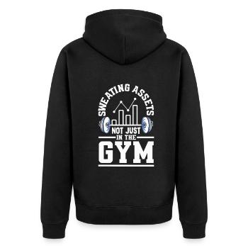 Des actifs qui ne se sument pas seulement dans le gymnase Finance - Veste à capuche bio Premium Unisexe - noir - Dos - Nico (187cm)