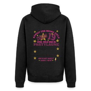 Livre d’or fille et garçon 19e anniversaire - Veste à capuche bio Premium Unisexe - noir - Dos - Nico (187cm)