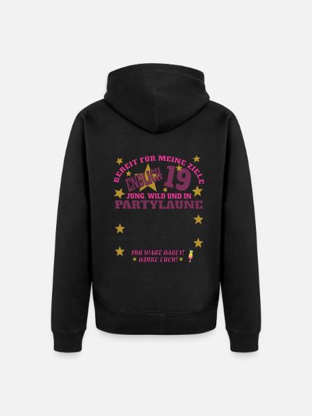 19th Birthday Girl & Boy Guestbook - Unisex Premium Organic Zip Hoodie - 
