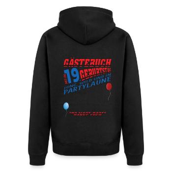 19th Birthday Girl & Boy Guestbook - Unisex Premium Organic Zip Hoodie - black - Back - Nico (187cm)
