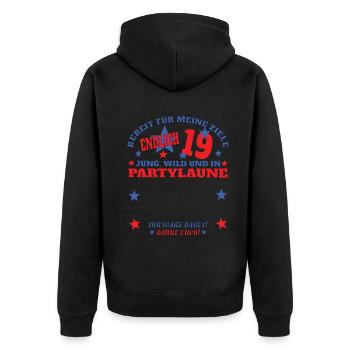 Livre d’or 19e anniversaire homme et femme - Veste à capuche bio Premium Unisexe - noir - Dos - Nico (187cm)
