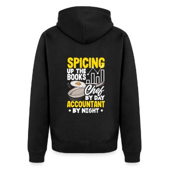 Spicing Up The Books Chef Accountant Dual Career - Unisex Premium Organic Zip Hoodie - black - Back - Nico (187cm)