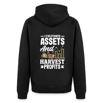 Cultiver les actifs Récolter les bénéfices Finance Jardinier - Veste à capuche bio Premium Unisexe - noir - Dos - Nico (187cm)