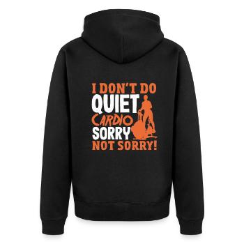 I Don't Do Quiet Cardio Loud and Proud Gym - Unisex Premium Organic Zip Hoodie - black - Back - Nico (187cm)