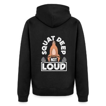 Squat Depp Not Loud Gym Motivation Workout - Unisex Premium Bio Zip Hoodie - Schwarz - Hinten - Nico (187cm)