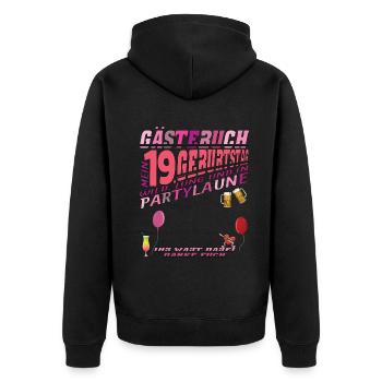Livre d’or 19e anniversaire homme et femme - Veste à capuche bio Premium Unisexe - noir - Dos - Nico (187cm)