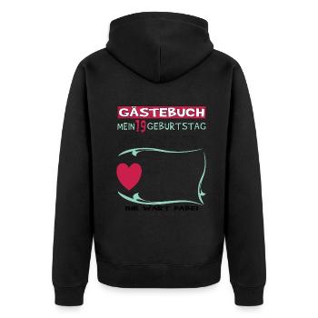 Livre d’or 19e anniversaire homme et femme - Veste à capuche bio Premium Unisexe - noir - Dos - Nico (187cm)