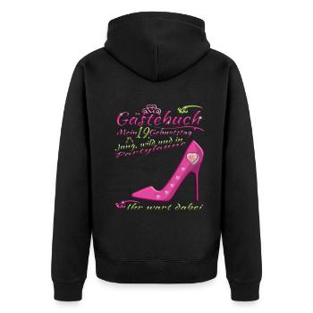 Livre d’or 19e anniversaire homme et femme - Veste à capuche bio Premium Unisexe - noir - Dos - Nico (187cm)