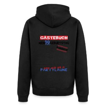 Livre d’or 19e anniversaire homme et femme - Veste à capuche bio Premium Unisexe - noir - Dos - Nico (187cm)