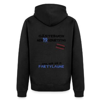 Livre d’or 19e anniversaire homme et femme - Veste à capuche bio Premium Unisexe - noir - Dos - Nico (187cm)