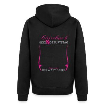 Livre d’or 19e anniversaire homme et femme - Veste à capuche bio Premium Unisexe - noir - Dos - Nico (187cm)