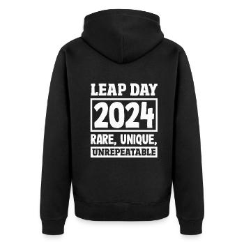 Leap Day 2024 Commemoration Rare Unique Event - Unisex Premium Organic Zip Hoodie - black - Back - Nico (187cm)