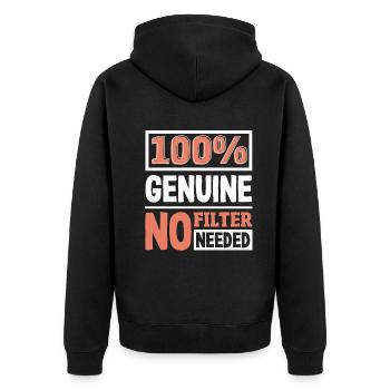 100% authentique authenticité slogan déclaration audacieuse - Veste à capuche bio Premium Unisexe - noir - Dos - Nico (187cm)