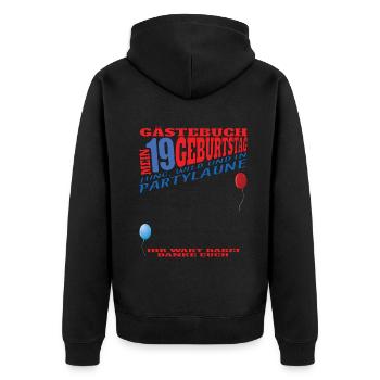 Livre d’or 19e anniversaire homme et femme - Veste à capuche bio Premium Unisexe - noir - Dos - Nico (187cm)