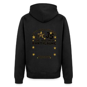 35. Geburtstag Mann und Frau Gästebuch - Unisex Premium Bio Zip Hoodie - Schwarz - Hinten - Nico (187cm)